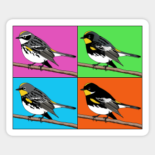 Warhol Birds - Yellow-rumped warbler Sticker